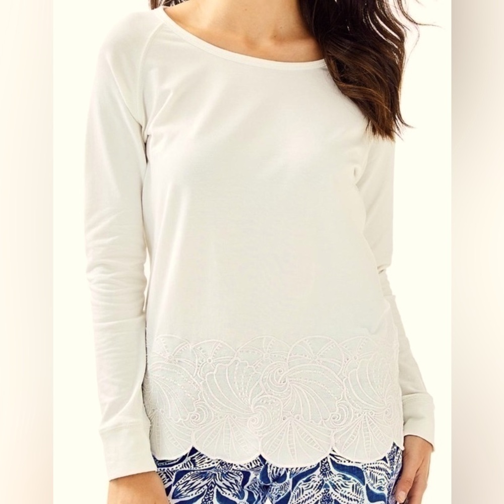 Lilly Pulitzer Sandy Embroidery Top Size M